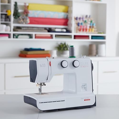 Bernette B33 Swiss-Designed Mechanical Sewing Machine | 15 Stitches, Semi‑Automatic Needle Threader, 5 mm Stitch Width, 2‑Step Presser Foot Lift