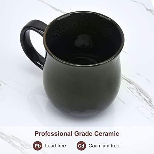20 Oz Large Ceramic Coffee Mugs with Handle(Ink Green) | 600ml Handmade Tea Cup for Office and Home, Microwave and Dishwasher Safe