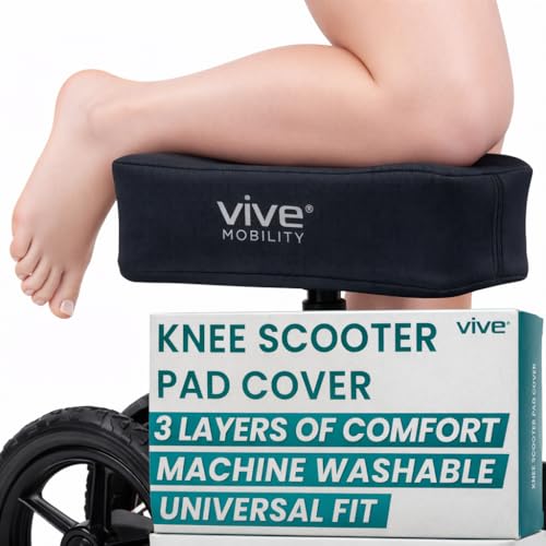 Vive Mobility Knee Scooter Pad Cover - Accessories Cushion Cover | Comfort (Dense Foam) - for Broken Leg Crutch Cart Roller, Injuries, Surgery, Foot