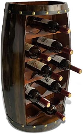 CoTa Global Alexander Wooden Barrel Wine Rack - 18 Bottles Wine Storage Rack, Wooden Rack Free Standing, Liquor Bar Shelf, Rustic Bottle Holder