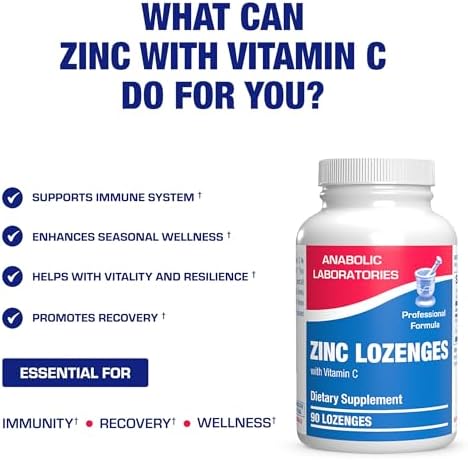 Zinc Lozenges with Vitamin C for Immune Support - High Absorption Vitamin C and Zinc Lozenges for Adults Daily and Seasonal Wellness - Tasty Immune