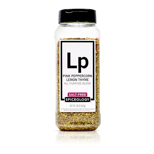 Spiceology Pink Peppercorn Lemon Thyme Seasoning, 5.4 oz | Use On: Chicken, Salmon, Shrimp, Potatoes, Butter, Vegetables, Salad Dressing, Lemon Pepper Seasoning, Vegetable Seasoning