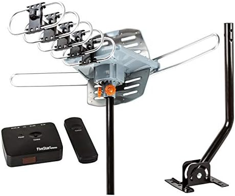 Five Star Outdoor HDTV Antenna 150 Mile Long Range – 360° Rotating TV Antenna with Amplifier, Dual TV Output, Remote Control, Weatherproof, Support 4K 1080p UHF/VHF for 2–5 TVs