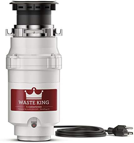 Waste King L-1001 Garbage Disposal with Power Cord, 1/2 HP & 1025 EZ Mount Garbage Disposal Stopper and Splash Guard, Black