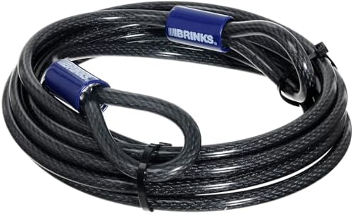 BRINKS - 15 ft x 3/8" Flexible Steel Loop Cable - Heavy Duty Vinyl Wrap for Corrosion Protection