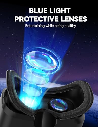 TECKNET VR Headset for Phone with Bluetooth Controller, 4.7-7.2" VR Headsets with HD 110°FOV Anti-Blue Light Lenses & Adjustable Gears, 3D VR Headset for Kids Compatible iPhone Samsung Android