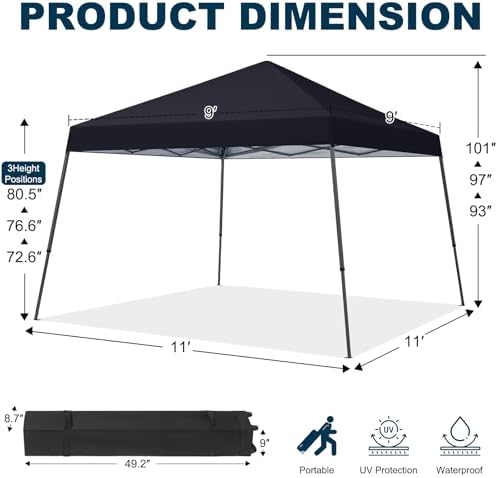 MASTERCANOPY 11x11 Slant Leg Pop Up Canopy Tent Black