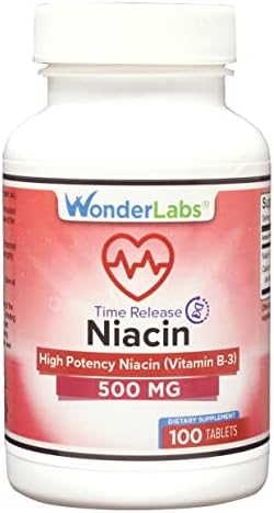 Wonder Laboratories High Potancy Time Release Niacin (Vitamin B3) 500 Mg 300 Tablets Non-GMO, Gluten Free Supplement