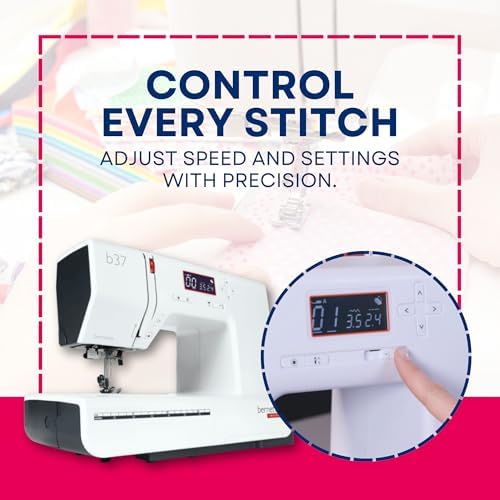 Bernette B37 Computerized Sewing Machine with LCD Display | Advanced Sewing & Quilting | 50 Stitches, One-Step Buttonhole, Automatic Needle Threader