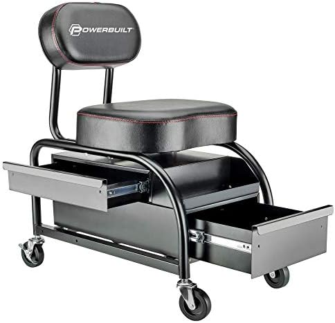 Powerbuilt 2-in-1 Rolling Creeper Seat Converts from High to Low Roller Seat, Fast, Tool-Free Conversion, Garage, Shop, Brake Jobs, Washing, Detailing