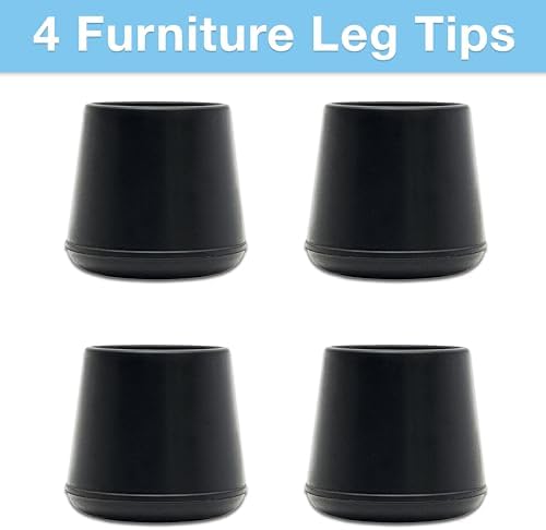 SoftTouch 3/4" Round Non-Marking Rubber Slip-On Chair Leg Tips, Nonslip Protective Furniture Leg Caps for Chairs, Stools, and Tables on Hard Surfaces