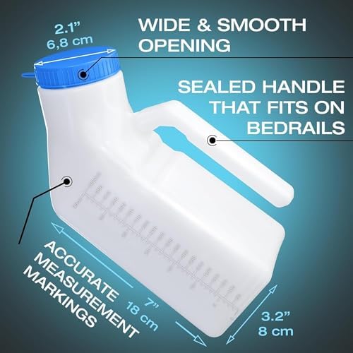 Urinals for Men Spill Proof with Glow-in-The-Dark Lid: 32oz Pee Bottle