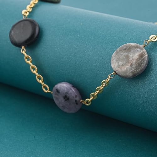 Beaded Necklace 24-26 Inches in ION Plated Gold Stainless Steel