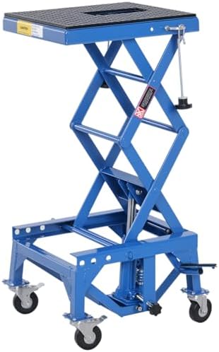 DURHAND 300 lbs Hydraulic Motorcycle Scissor Jack Lift Foot Step Wheels | for Small Dirt Bikes