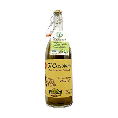 Farchioni Il Casolare Unfiltered Extra Virgin Olive Oil 33.8 oz – Cold Pressed, Unfiltered