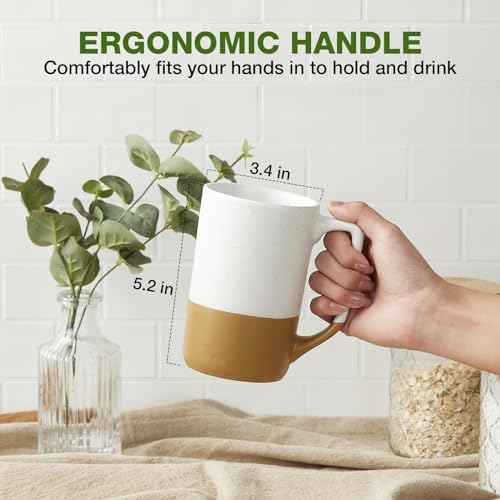 Large Ceramic Coffee Mug Set of 4, 16 oz Tea Cups with Handle, Porcelain Mug for Latte, Hot Tea, Cappuccino, Milk, Cocoa