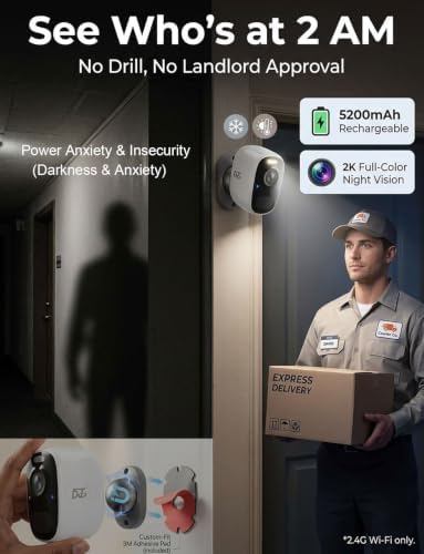 DCT Magnetic Security Camera Outdoor: See Who at Door in 2K - 10s No-Drill