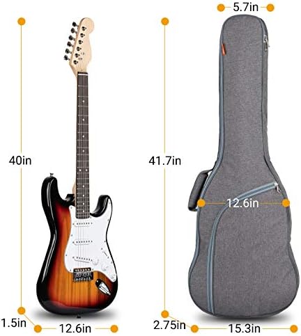 CAHAYA Electric Guitar Bag Padded Electric Guitar Gig Bag Case 0.35in Padding Dual Adjustable Shoulder Strap Electric Guitar Case CY0175 | 0.35in