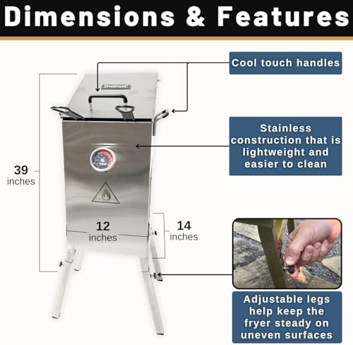 Bayou Classic Outdoor Propane Deep Fryer - 2 Baskets, Drain Valve - 4 Gal - Steel