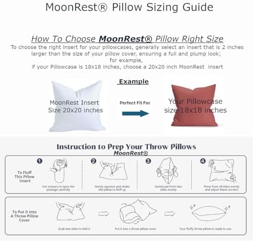 MoonRest® 26x26 Inch Synthetic Down Alternative Square Pillow Insert Form Stuffer for Sofa Shams, Decorative Throw Pillow