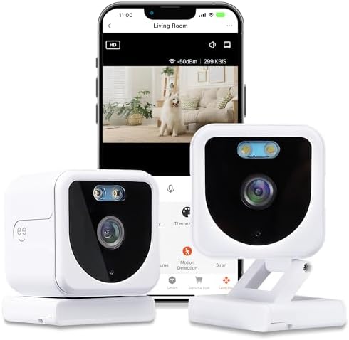 Geeni Mini 1080P Indoor/Outdoor Security Camera 2-Pack, Smart WiFi Cameras with Motion & Sound Detection, Night Vision, 2-Way Audio