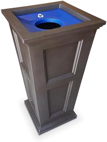 Mayne Fairfield 40in Tall Square Waste Bin with Liner, Espresso | Fade resistant, All season, Removable Liner and Lid, 15-year warranty