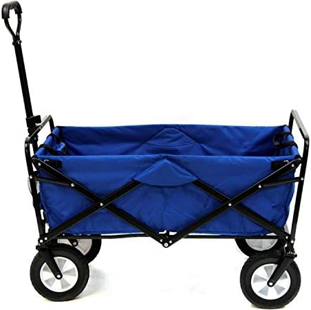 Mac Sports Heavy Duty Steel Frame Collapsible Folding 150 Pound Capacity Outdoor Camping Garden Utility Wagon Yard Cart, Red