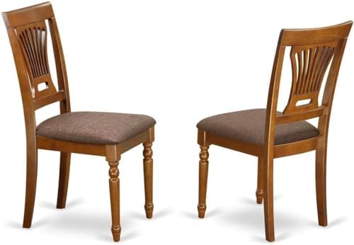East West Furniture PVC-WHI-C Plainville Kitchen Dining Chairs - Linen Fabric Upholstered Solid Wood Chairs, Set of 2, Buttermilk & Cherry