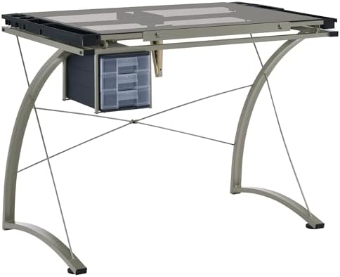 Coaster Home Furnishings - Melo - Metal and Glass - 41-Inch Drafting Table with Adjustable Pitch, Three Drawers