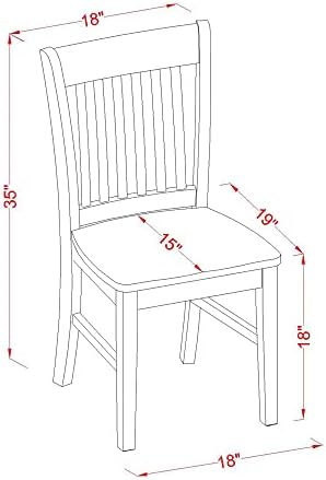 East West Furniture NFC-MAH-W Norfolk Dining Room Chairs - Slat Back Solid Wood Seat Chairs, Set of 2, Mahogany