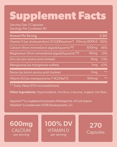 sapling Calcium Supplement - Whole Food with Vitamin K2 & D3, Magnesium, Zinc, Boron