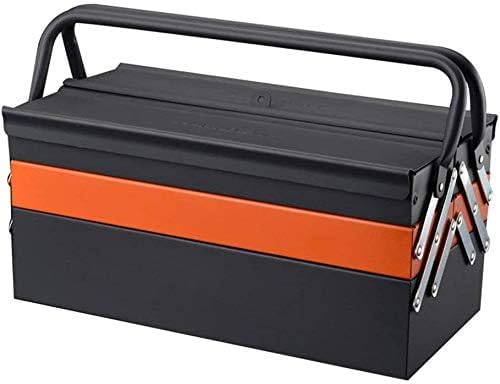 Edward Tools Portable Metal Tool Box with 3 Level Fold Out Organizer Storage - Heavy duty metal frame with smooth metal cantilever latchets