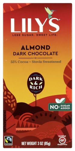 Lily's - Dark Chocolate Bar 55% Cocoa Almond - 3 oz.pack of 2