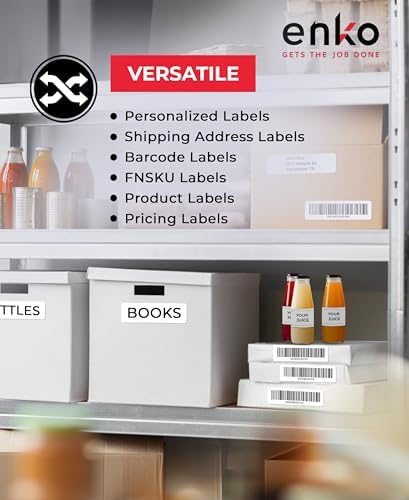 enKo 30252 12 Rolls | 4200 Address and Shipping Labels (1-1/8 x 3-1/2 in) | Water resistant Direct Thermal Return Address and Barcode Labels Compatible with Dymo LabelWriter 450 Turbo and 4XL Printers