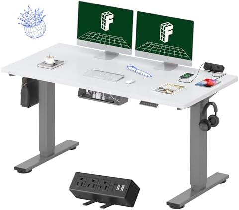FLEXISPOT EN2 48"x24" Standing Desk with Power Strip Bundle, Black