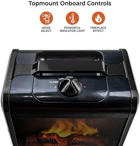 Comfort Zone Electric Mini Fireplace Space Heater with Realistic 3D Flame, Stay-Cool Body, Carry Handle, Overheat Sensor, and Safety Tip-Over Switch, Ideal for Home, Bedroom, & Office, 1,200W, CZFP1