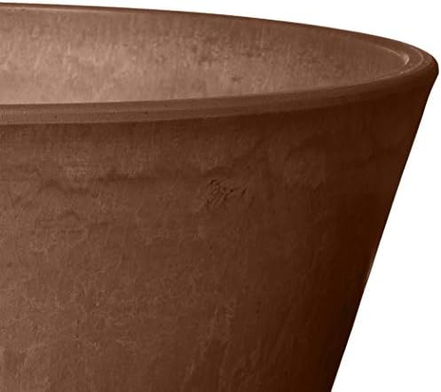 PSW Pot Collection TD25TC Plastic/Stone/Wood Composite Shallow Bulb Pan - No Drainage Hole (Drillable), Planter for Succulents, Bonsai, Fairy Gardens, Herbs, 10-inch, Terra Cotta Color