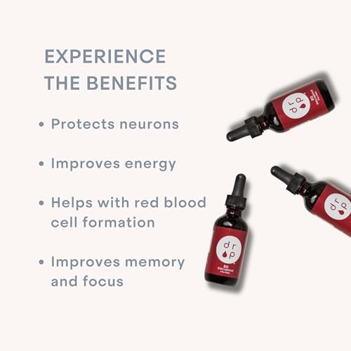Drop Vitamin B12 Liquid Drops, 2500 mcg Methylated B12 (Methylcobalamin), Sublingual Drops for Energy and Nervous System Support, Natural Cherry