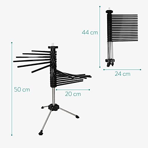 Navaris Collapsible Pasta Drying Rack - Tall Compact Spaghetti Noodle Stand with 16 Plastic Rods - Fresh Pasta Making Accessories - up to 2 kg (4.5
