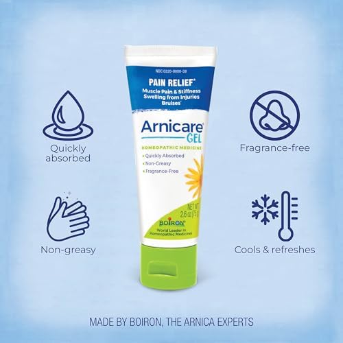 Boiron Arnicare Gel for Joint Pain, Muscle Pain, Swelling, Soreness, and Stiffness - Non-greasy and Fragrance-Free - 2.6 oz