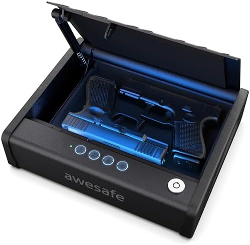 awesafe Biometric Gun Safe for Pistol, 3 Ways Quick Access with Fingerprint Digital PIN Key