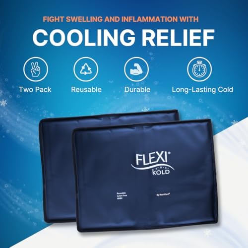 FlexiKold Gel Ice Packs (Standard Large: 10.5" x 14.5") for Injuries Reusable, Back Pain Relief, Knee Wrap, After Surgery, Ice Pack for Knee, Shoulder - 6300-COLD by NatraCure
