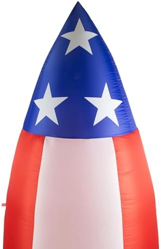 LED Lighted Inflatable Americana Rocket Outdoor Decoration - 8' - Clear Lights