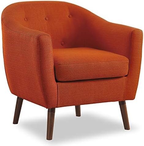 Homelegance Lucille Modern Accent Chair, Upholstered Reading Chair with Button-Tufted Back, Sloped Arms, Removable Seat Cushion Cover and Espresso Wood Legs, for Living Room, Bedroom or Office, Blue