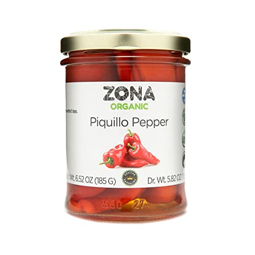 Zona Organic | Spanish Fire Roasted Piquillo Peppers | 6.5 oz (Pack of 2)