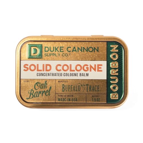 Duke Cannon Solid Cologne for Men, Bourbon Scent, Concentrated Balm, 1.5 oz | Woodsy charred oak barrel aroma inspired by classic bourbon craftsmanship