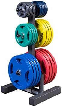Body-Solid (WT46) 6-Post Olympic Weight Tree & Bar Holder - Durable Plate Rack and Weight Storage Stand for Home Gym - 1000 lb Weight Capacity