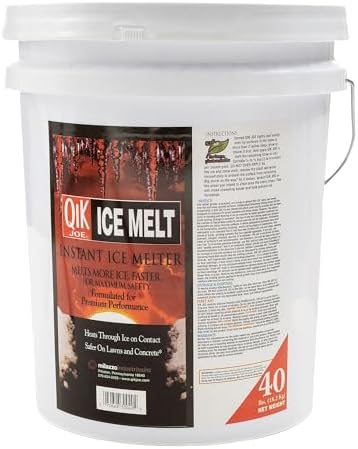 Calcium Chloride Ice Melt - 40lbs Pail - Instant Snow and Ice Melt for Sidewalks, Driveways, Steps, and Parking Lots - Deicer for Concrete, Asphalt