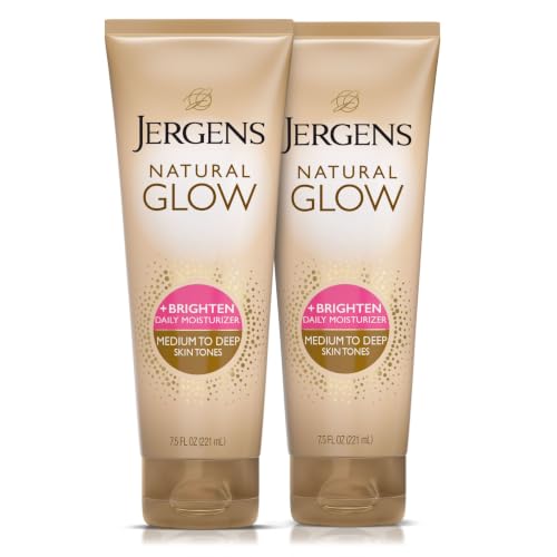 Jergens Natural Glow Self Tanner Body Lotion, Sunless Tanning, Medium to Deep Skin Tone, Daily Moisturizer with Coconut Oil, Vitamin E and Antioxidants, 7.5 Oz | Sunless Tanning, Daily Moisturizer, Coconut Oil, Vitamin E & Antioxidants, Gradual Color Dev…