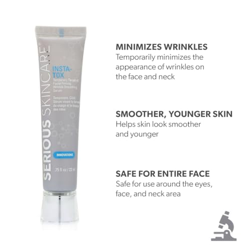 Serious Skincare INSTA-TOX Instant Wrinkle Filler for Face Serum, to Smooth + Blur Fine Lines, Deep Wrinkles, Lip Lines, Crow’s Feet & Pores, Temporary Face Tightener, for Smoother Skin .75 oz